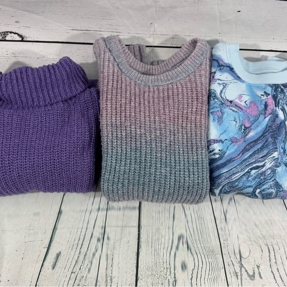 Cozy Knit Sweater Trio - Purple, Ombre, Marble